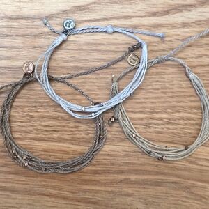 Pura Vida Women's Braided Bracelet Set - Gray, Tan, Cream